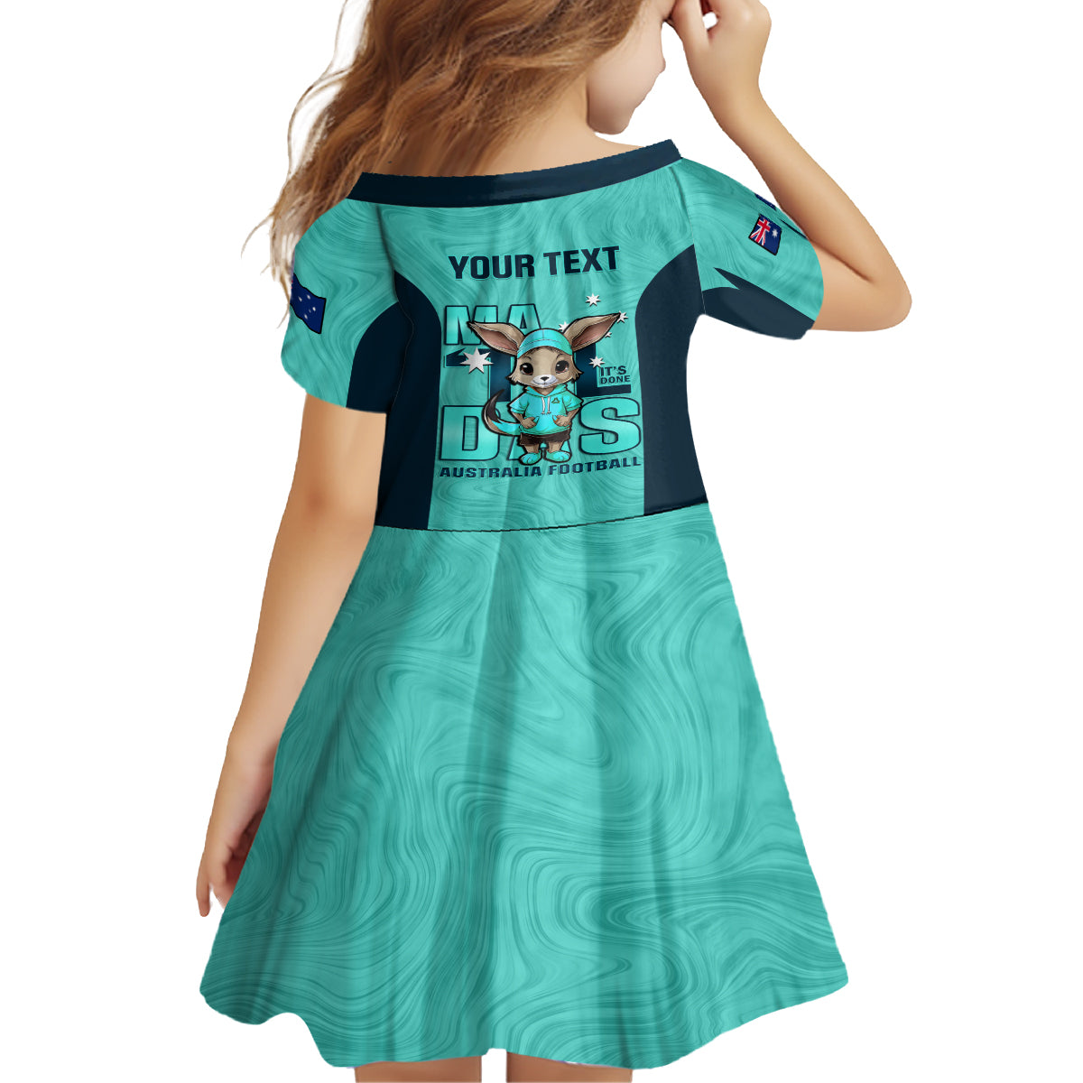 custom-matildas-family-matching-off-shoulder-long-sleeve-dress-and-hawaiian-shirt-australian-cute-mascot-unique-turquosie-version