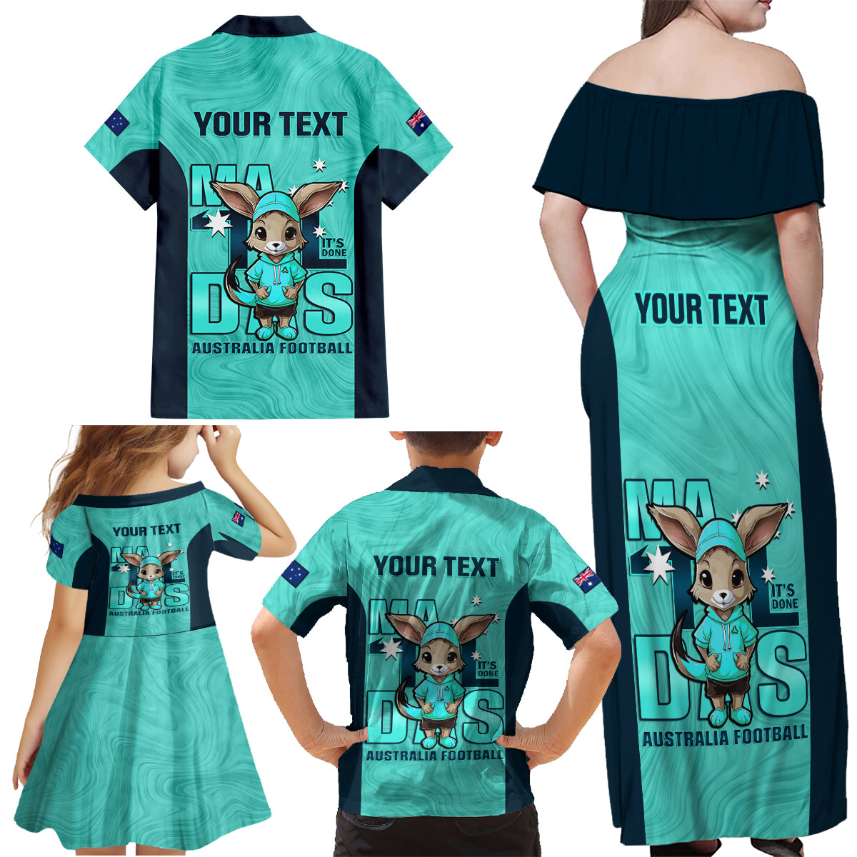 custom-matildas-family-matching-off-shoulder-maxi-dress-and-hawaiian-shirt-australian-cute-mascot-unique-turquosie-version