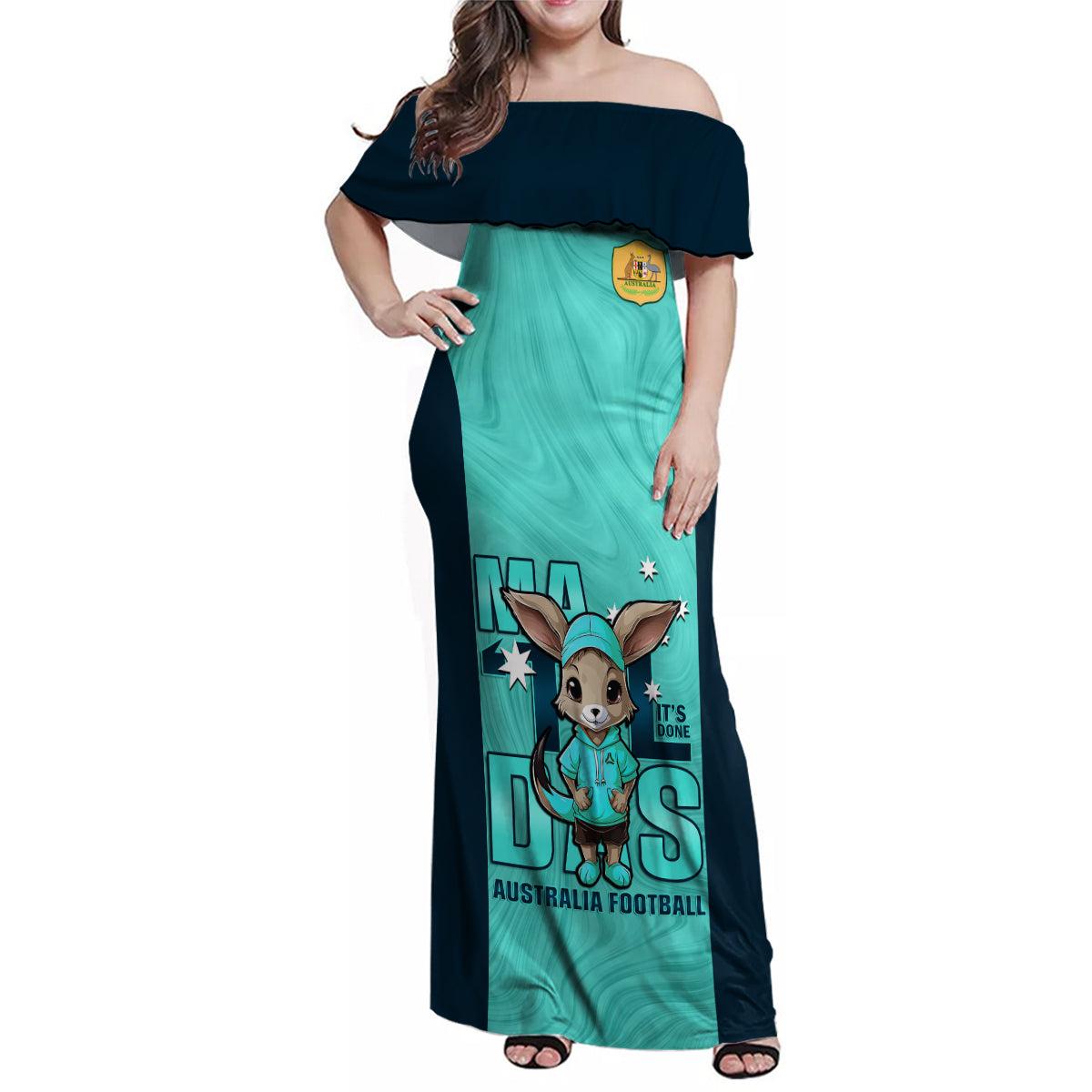 custom-matildas-family-matching-off-shoulder-maxi-dress-and-hawaiian-shirt-australian-cute-mascot-unique-turquosie-version