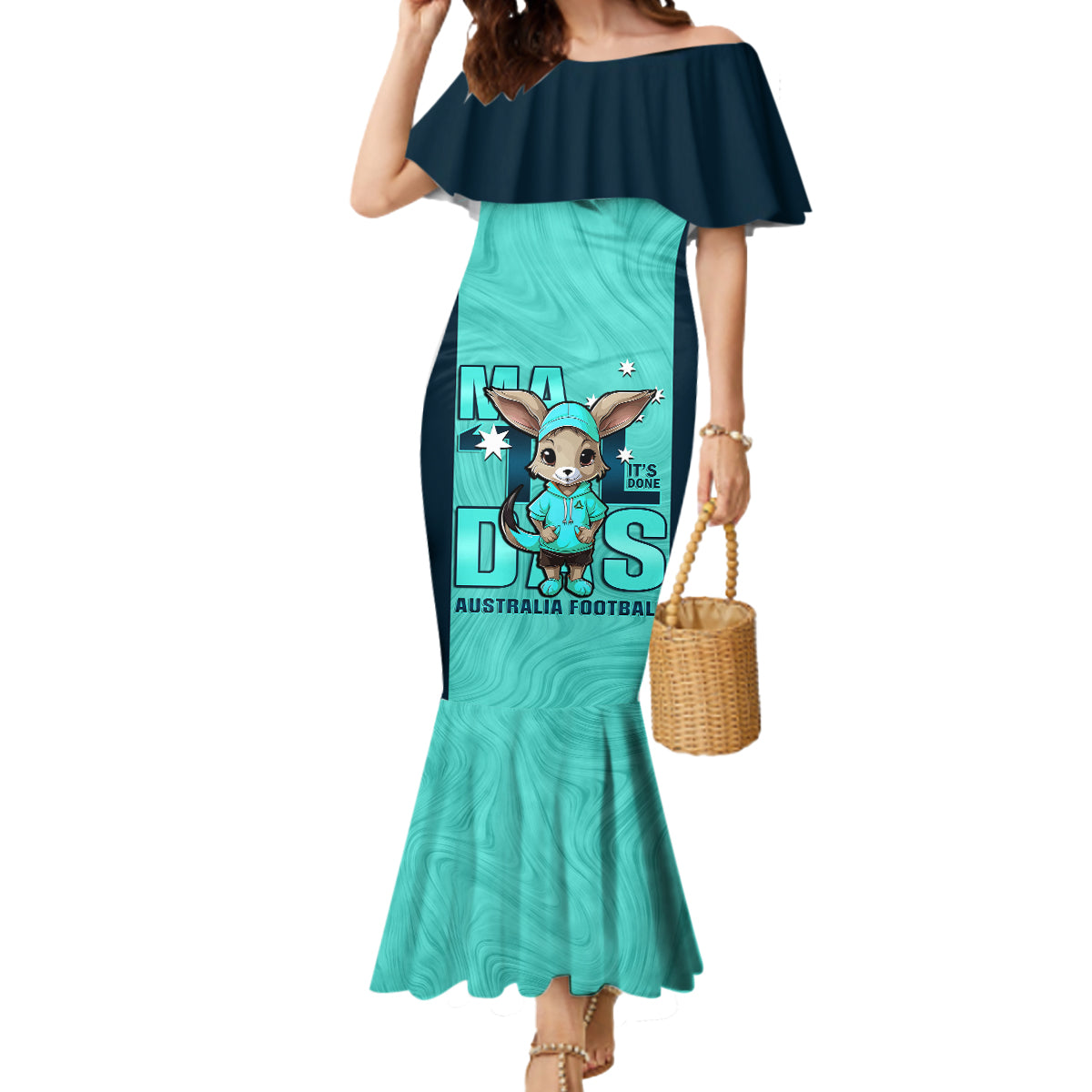 custom-matildas-mermaid-dress-australian-cute-mascot-unique-turquosie-version