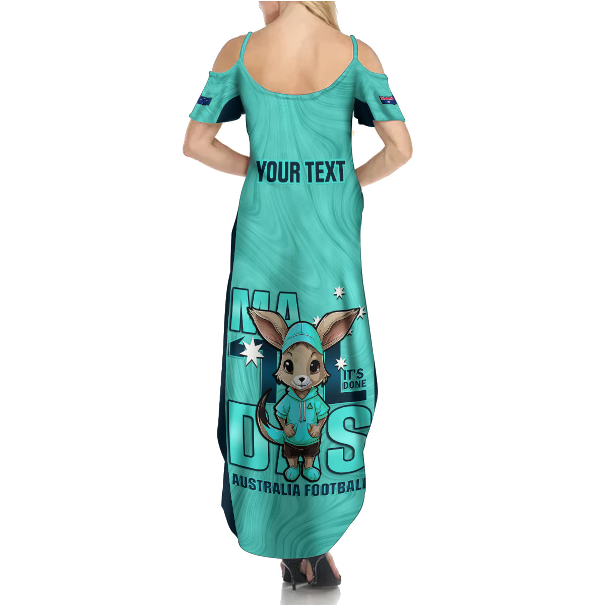 custom-matildas-summer-maxi-dress-australian-cute-mascot-unique-turquosie-version