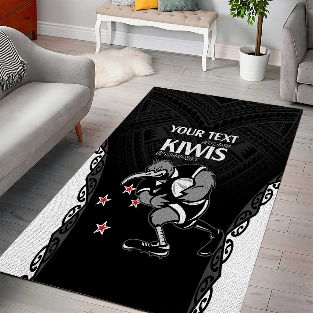 Aotearoa Rugby Custom Area Rug Maori Kiwi - Mascot Style