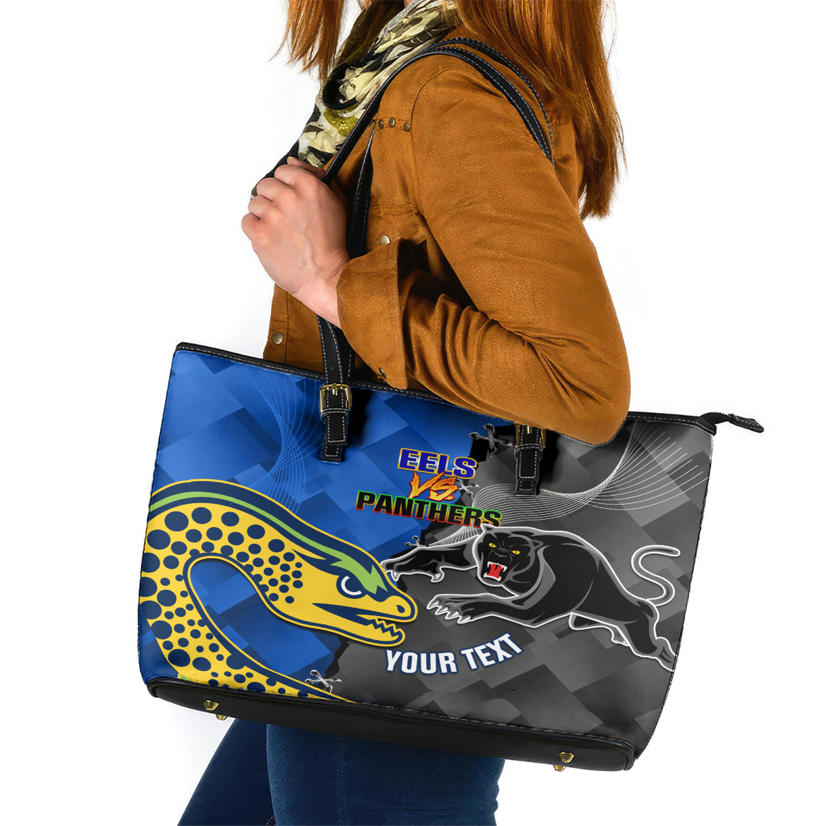 personalised-panthers-and-eels-leather-tote-bag-sporty-version