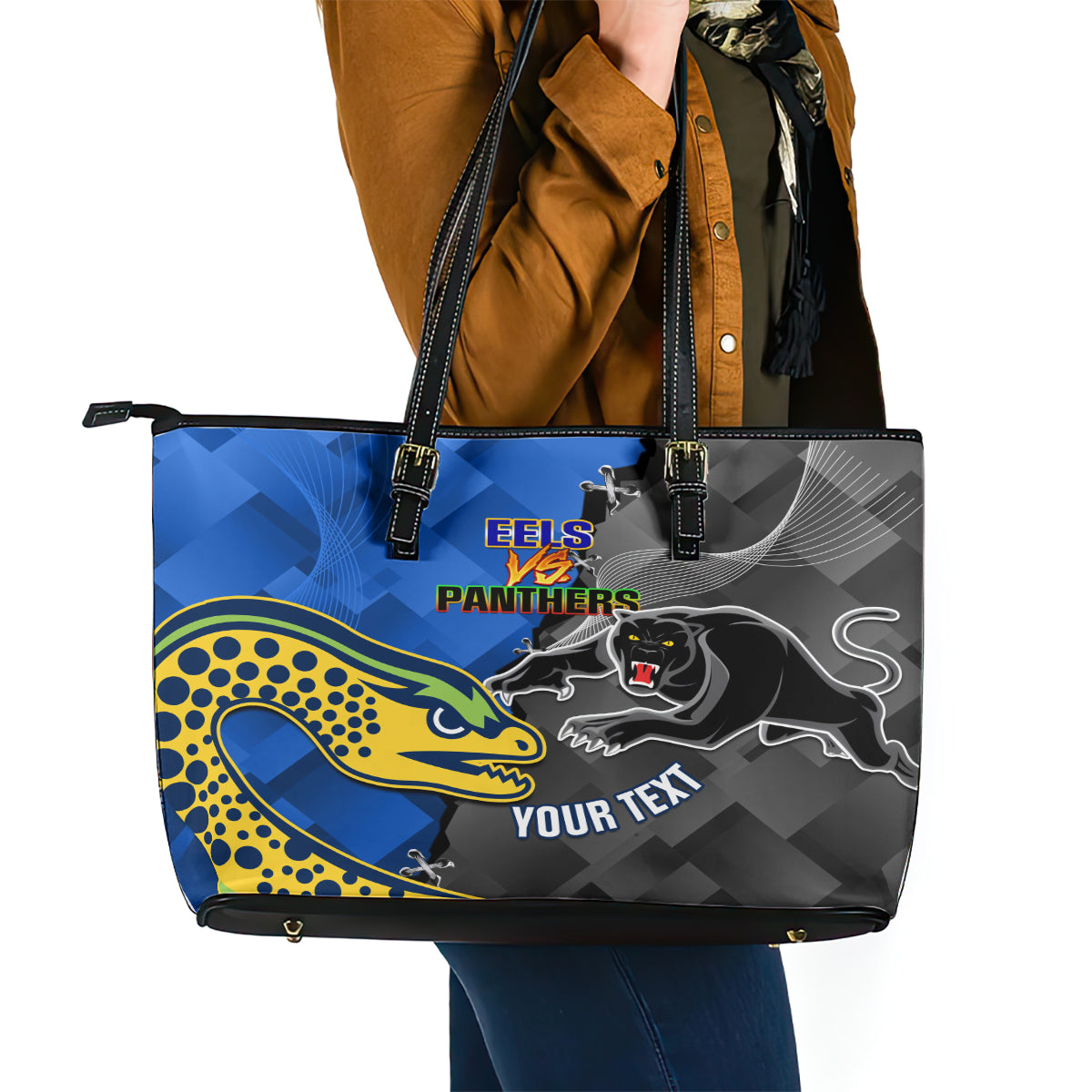 personalised-panthers-and-eels-leather-tote-bag-sporty-version