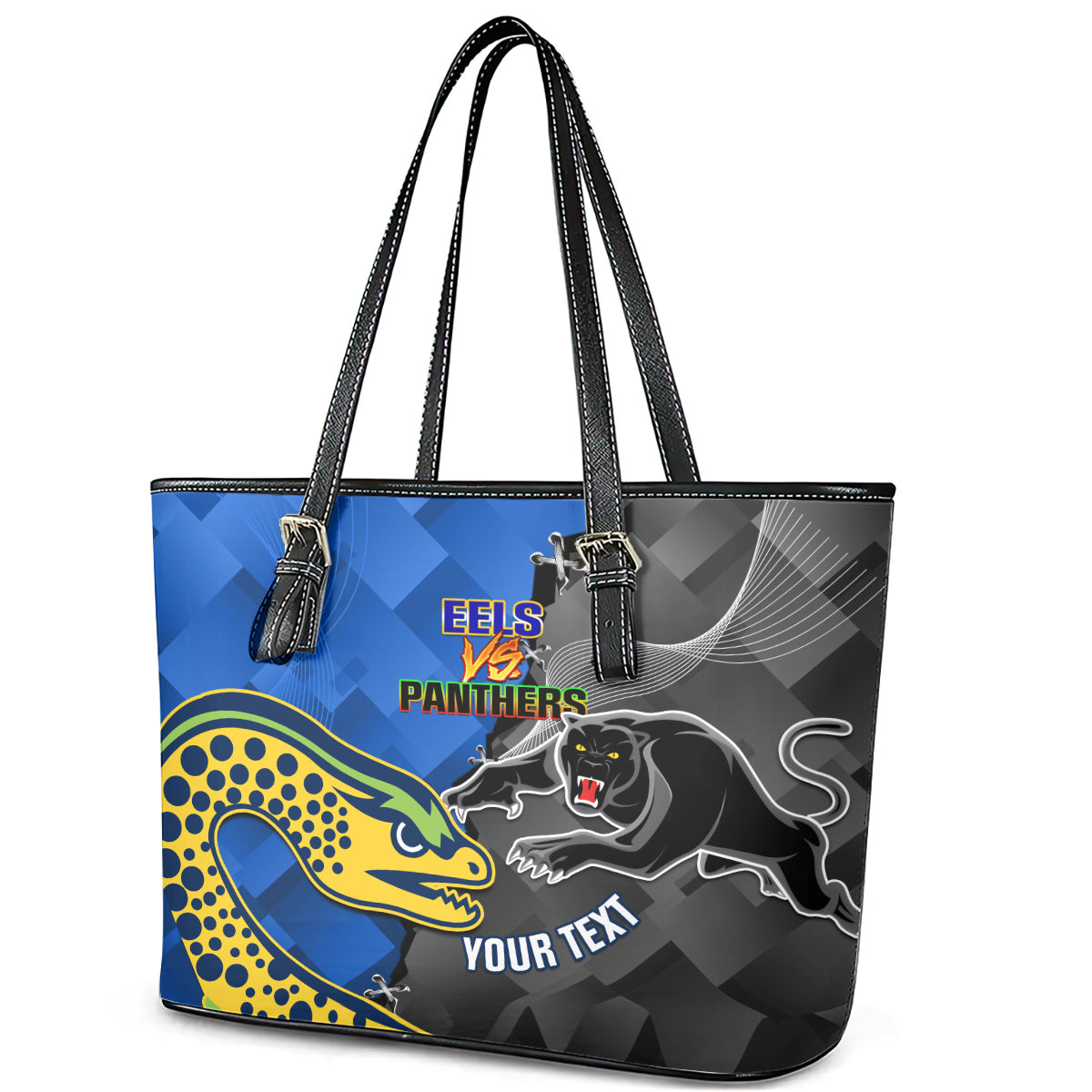 personalised-panthers-and-eels-leather-tote-bag-sporty-version