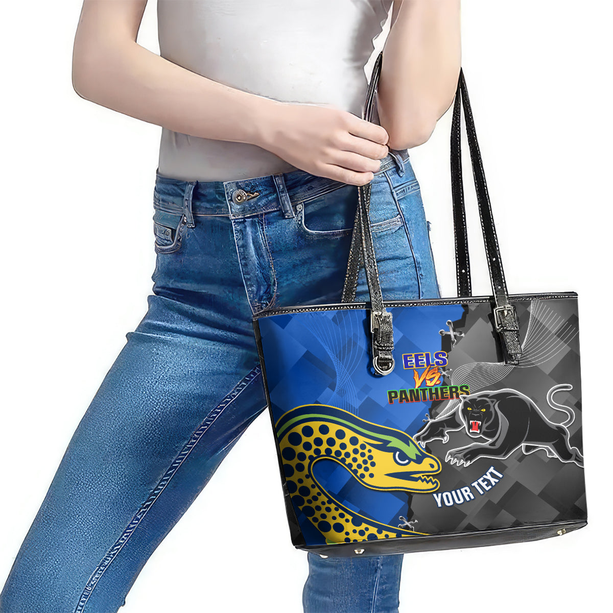 personalised-panthers-and-eels-leather-tote-bag-sporty-version