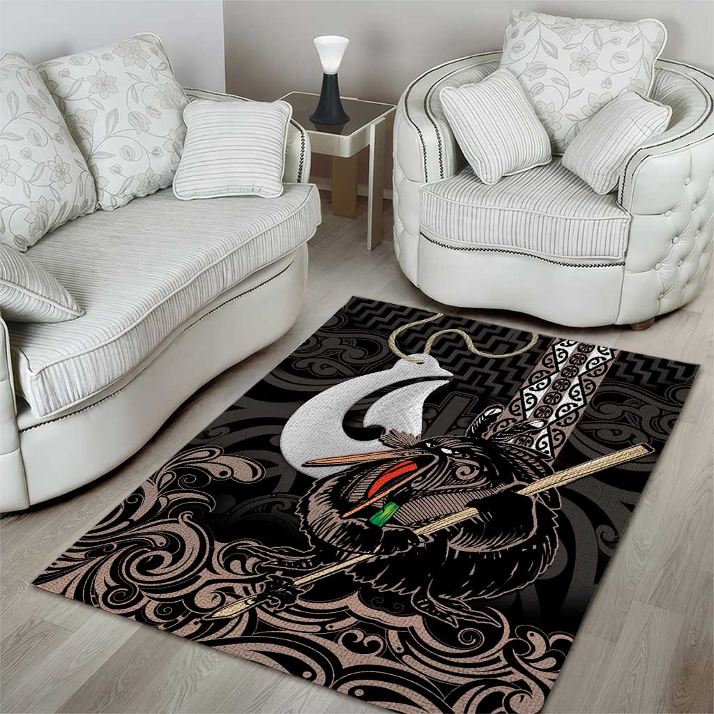 Aotearoa Hei Matau Area Rug Haka Kiwi Mix Maori Mangopare