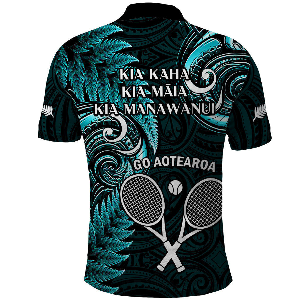 New Zealand Tiki Tennis Polo Shirt 2024 Aotearoa Tenehi Maori Silver Fern - Turquoise