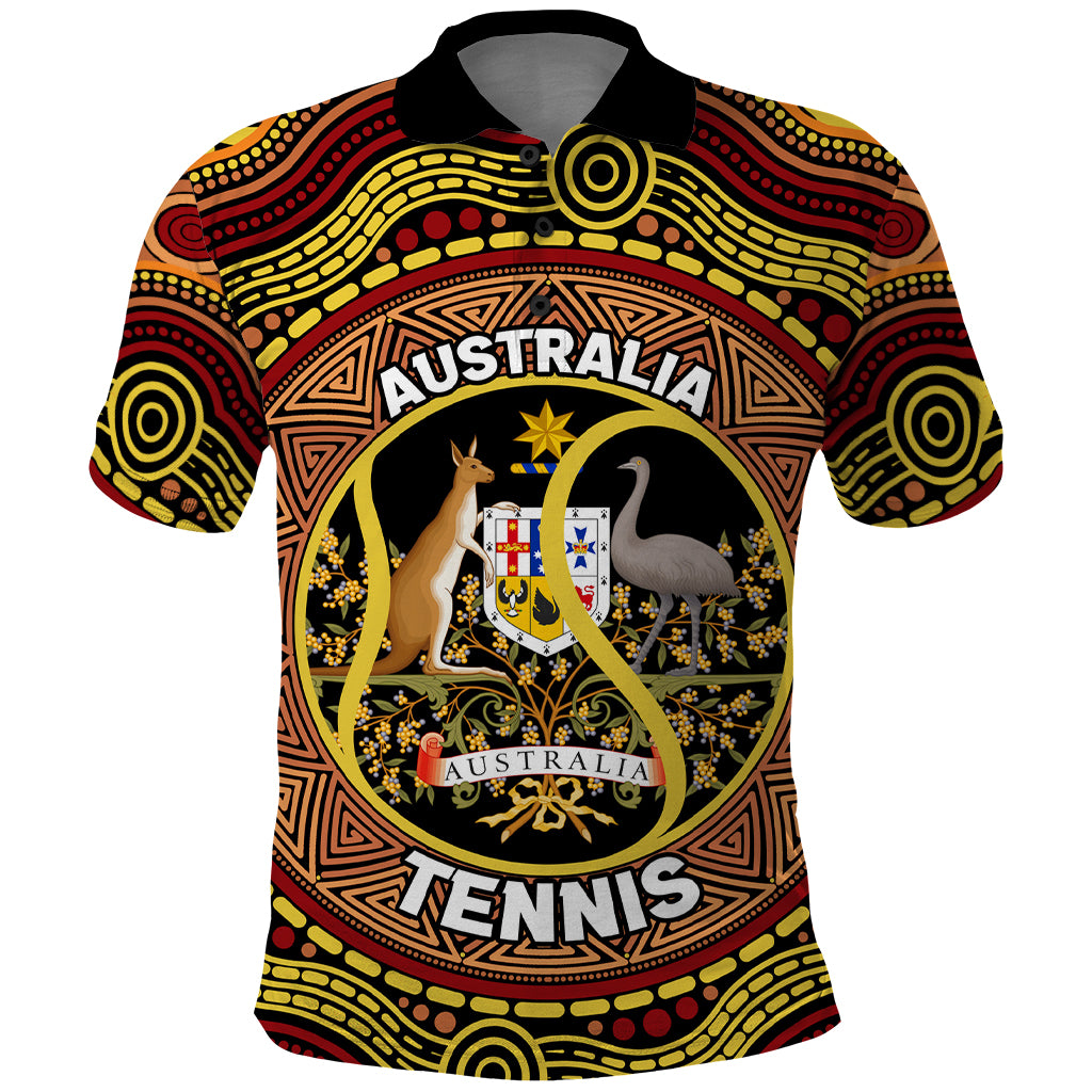 Personalised Australia Tennis Polo Shirt Aussie Indigenous Art