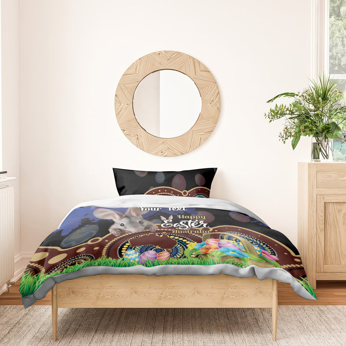 Personalised Australia Easter Day Bedding Set Aussie Bilby Aboriginal Art