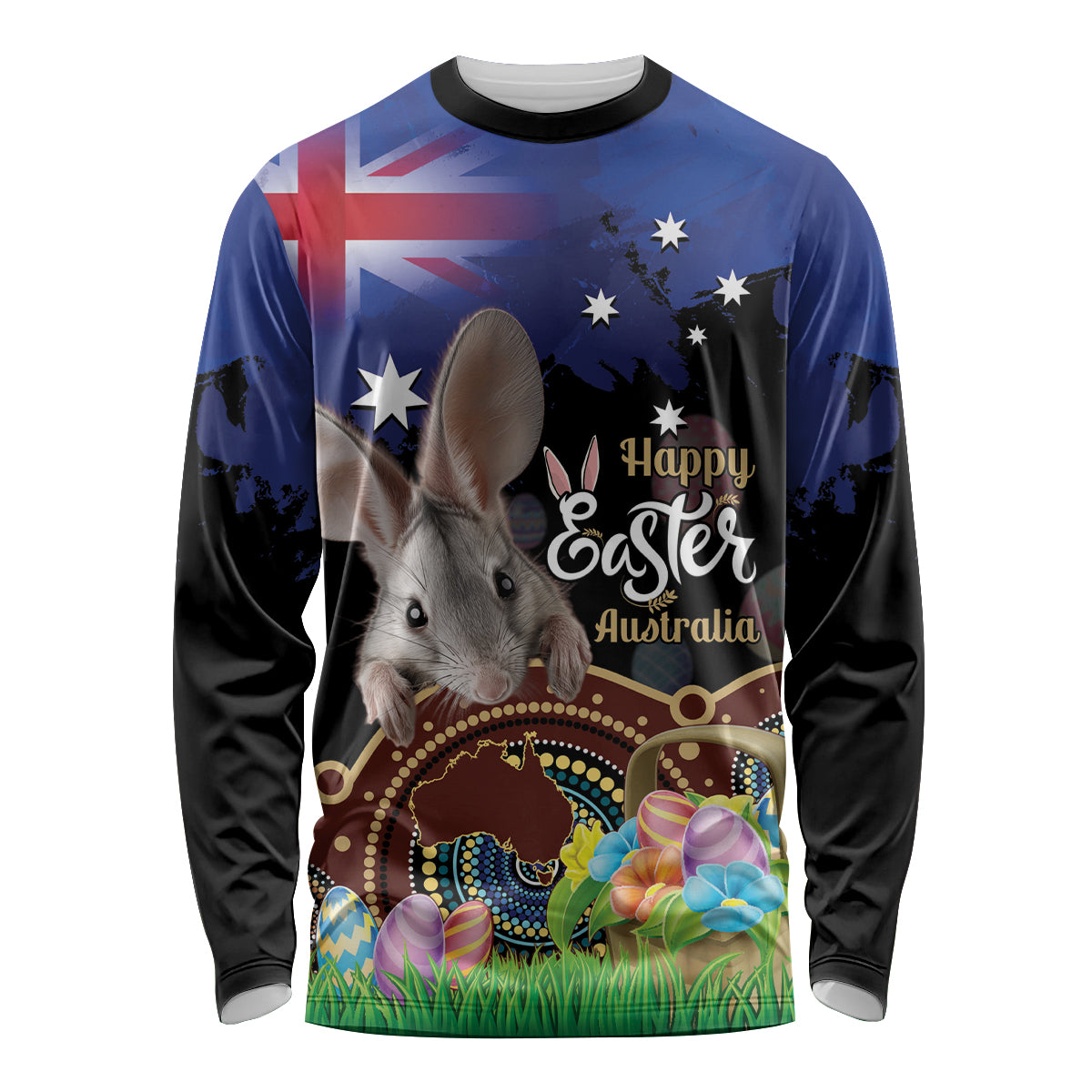 Personalised Australia Easter Day Long Sleeve Shirt Aussie Bilby Aboriginal Art