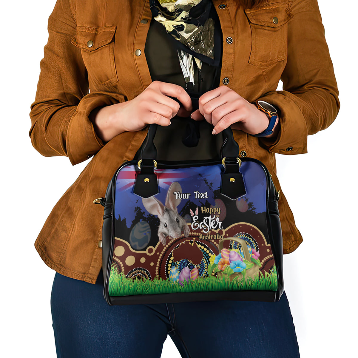 Personalised Australia Easter Day Shoulder Handbag Aussie Bilby Aboriginal Art