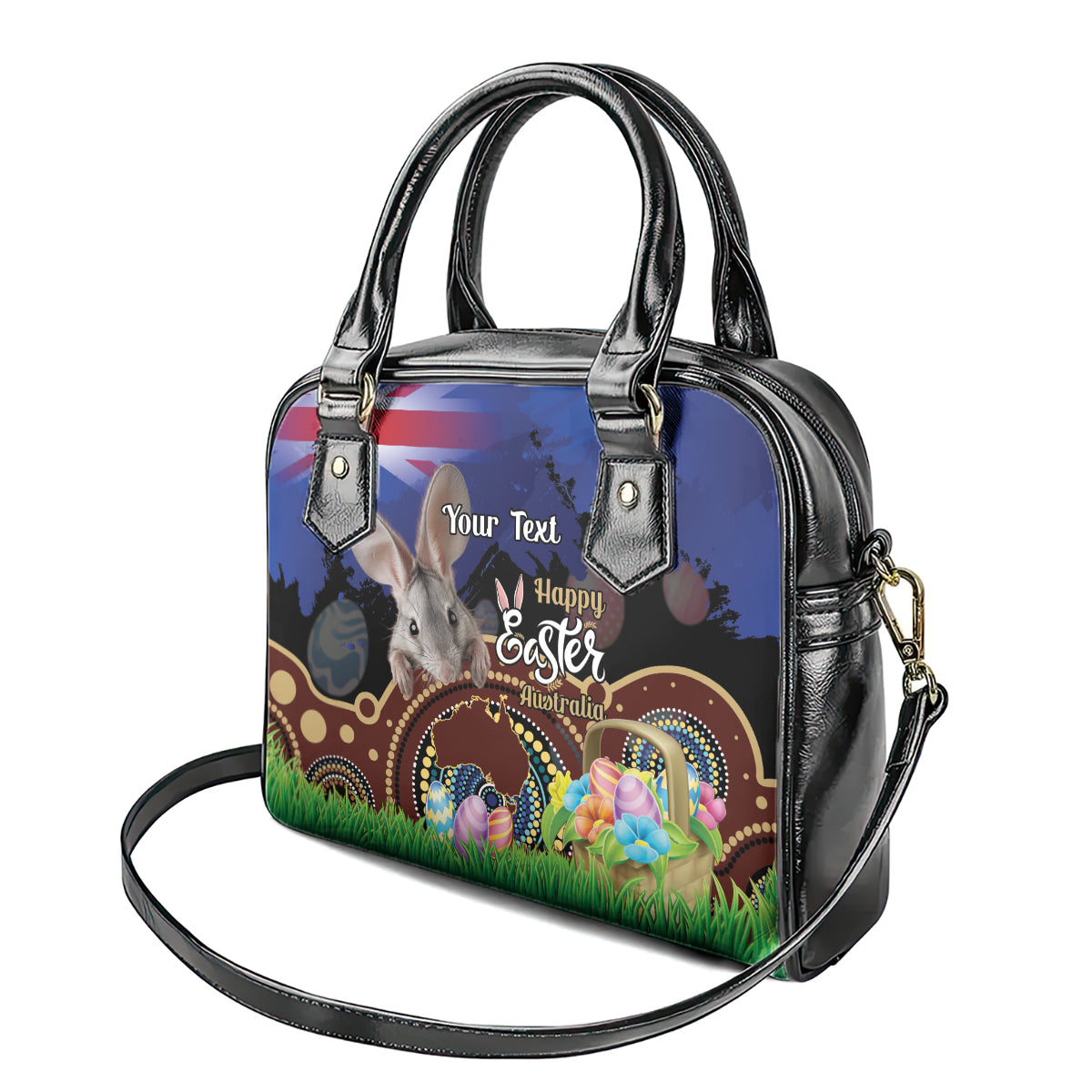 Personalised Australia Easter Day Shoulder Handbag Aussie Bilby Aboriginal Art