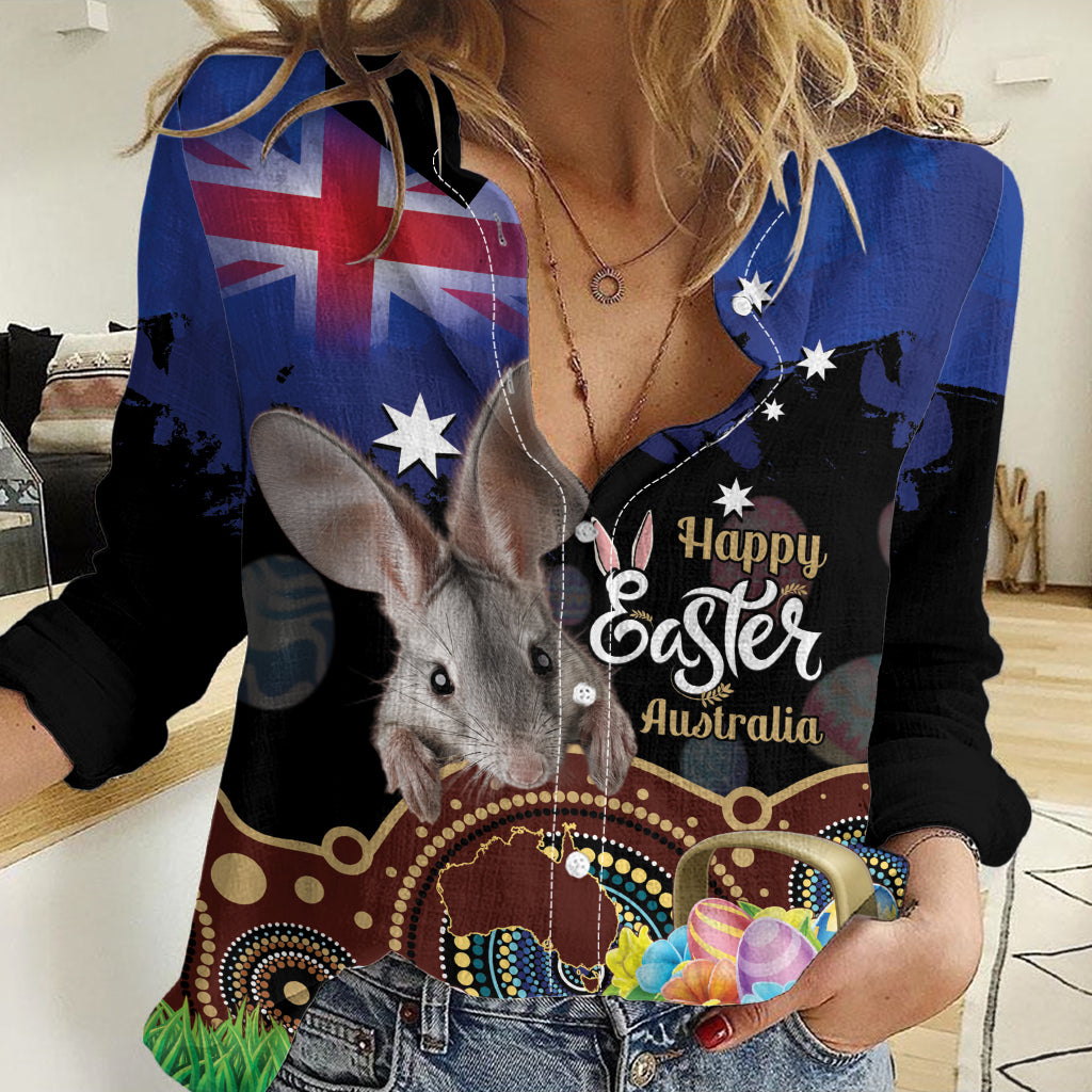 Personalised Australia Easter Day Women Casual Shirt Aussie Bilby Aboriginal Art