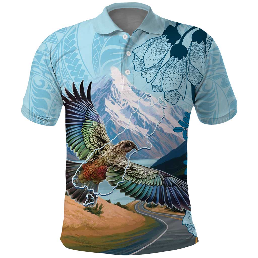 New Zealand South Island Polo Shirt Te Waipounamu Aoraki Kea Bird