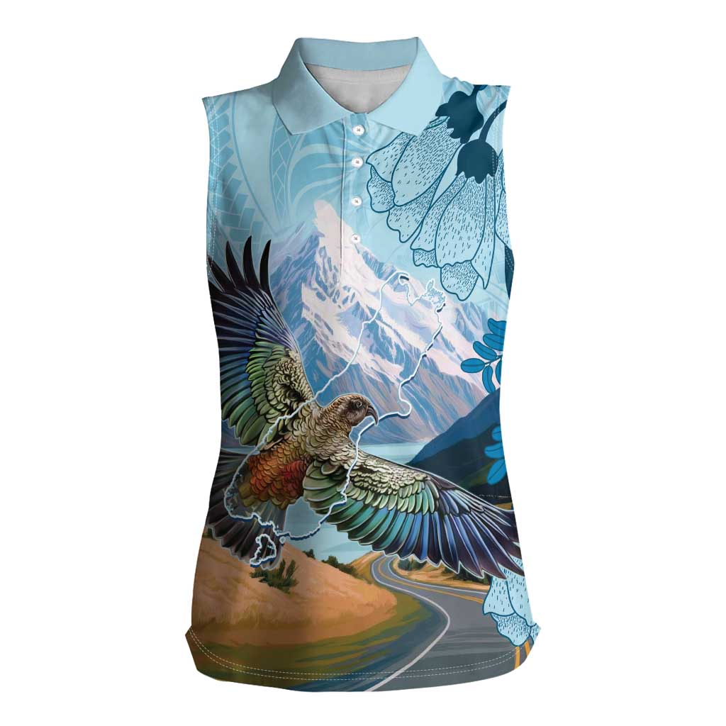 New Zealand South Island Women Sleeveless Polo Shirt Te Waipounamu Aoraki Kea Bird