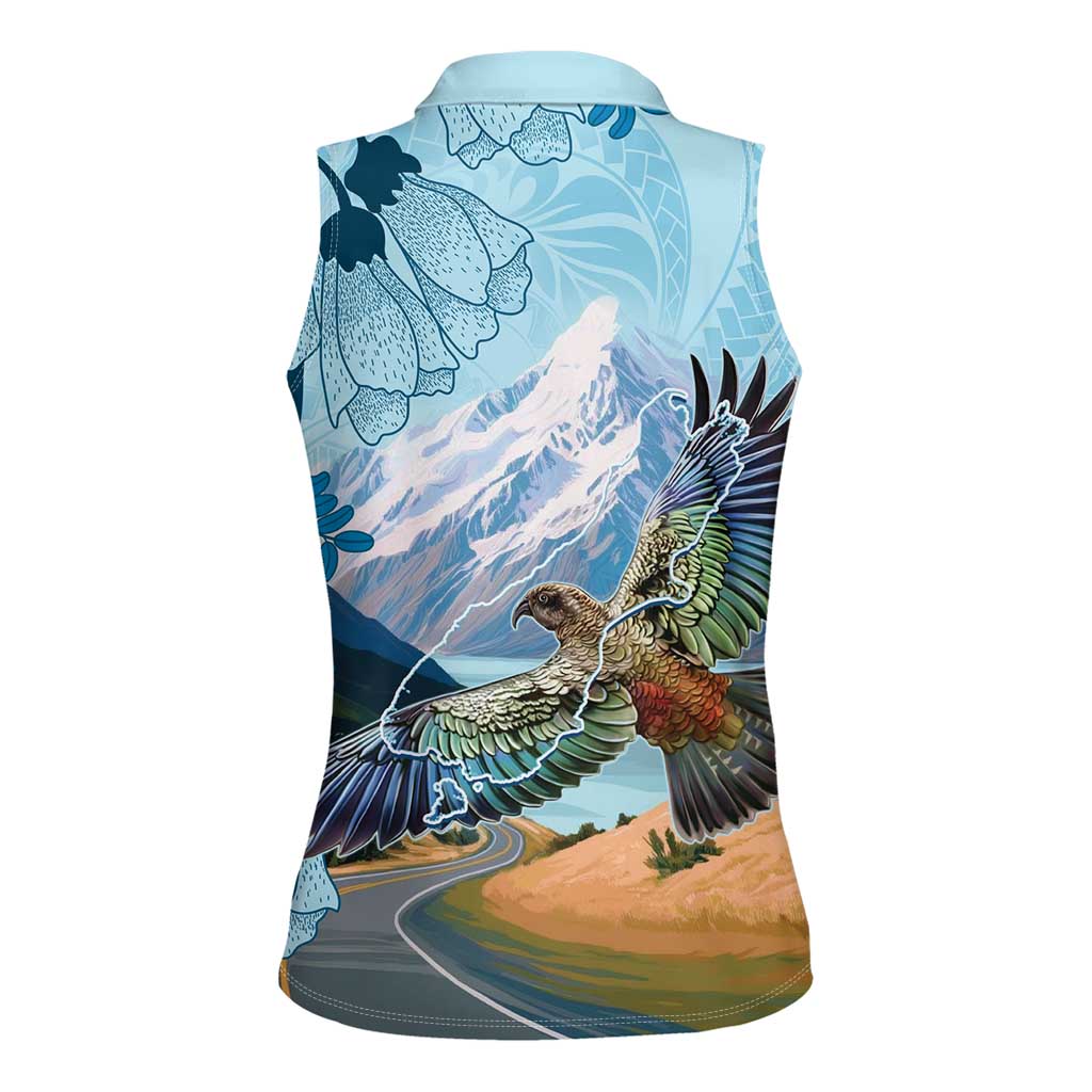 New Zealand South Island Women Sleeveless Polo Shirt Te Waipounamu Aoraki Kea Bird