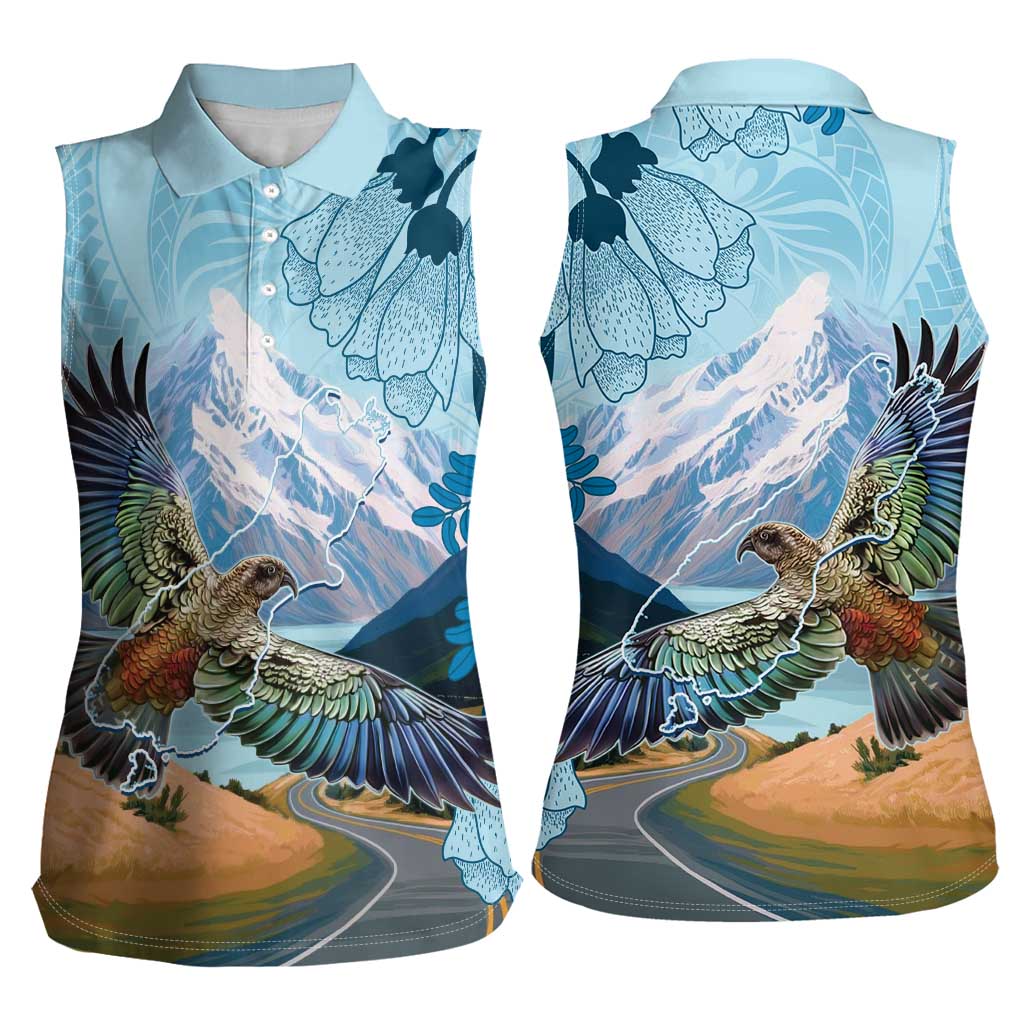 New Zealand South Island Women Sleeveless Polo Shirt Te Waipounamu Aoraki Kea Bird