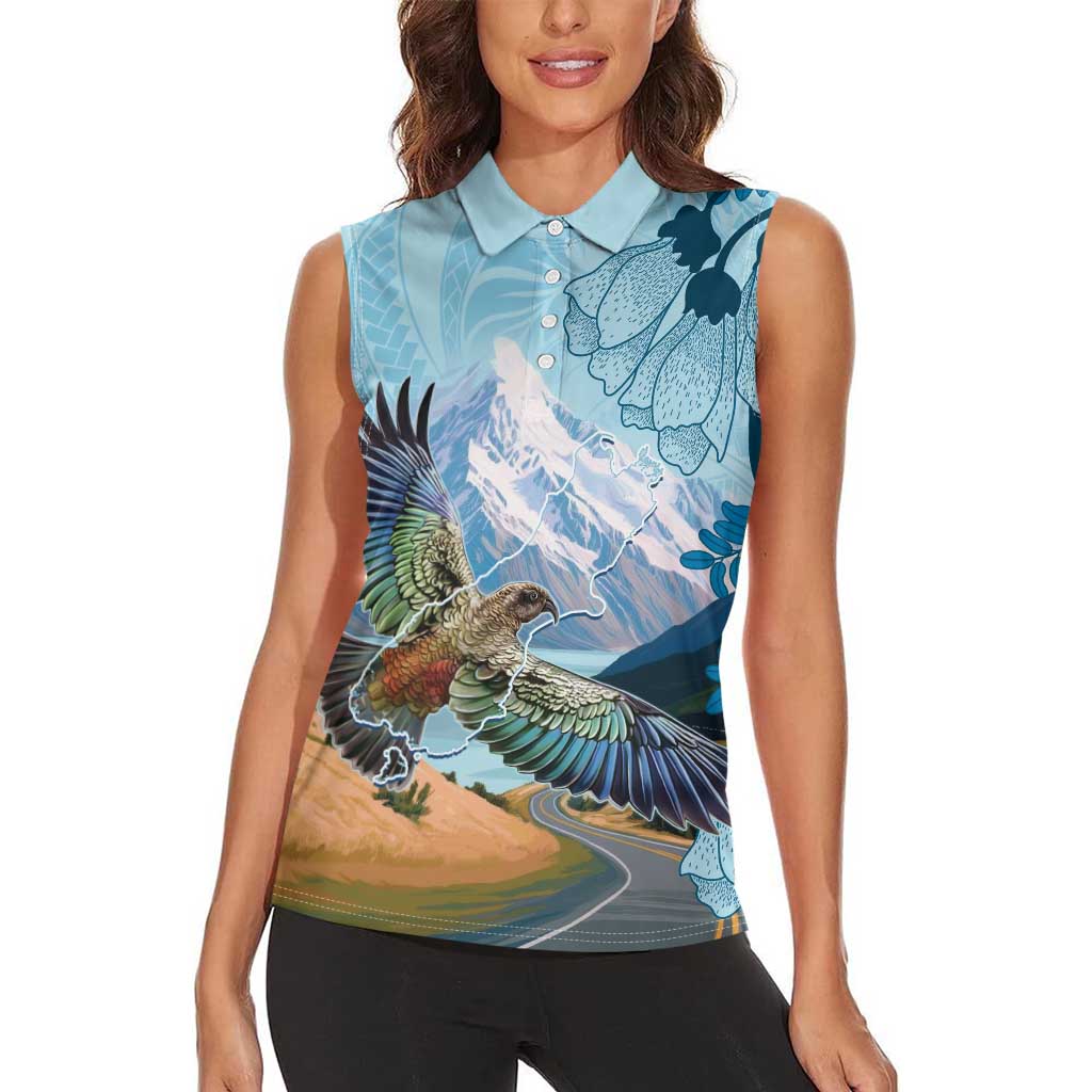 New Zealand South Island Women Sleeveless Polo Shirt Te Waipounamu Aoraki Kea Bird