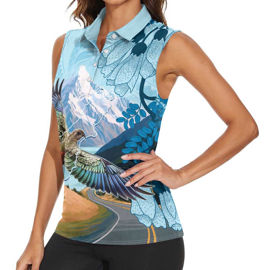 New Zealand South Island Women Sleeveless Polo Shirt Te Waipounamu Aoraki Kea Bird