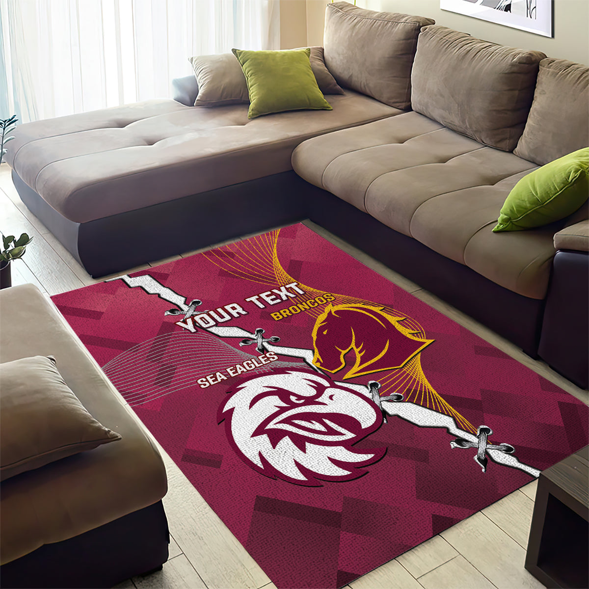 Personalised Broncos And Eagles Rugby Area Rug Sporty Version