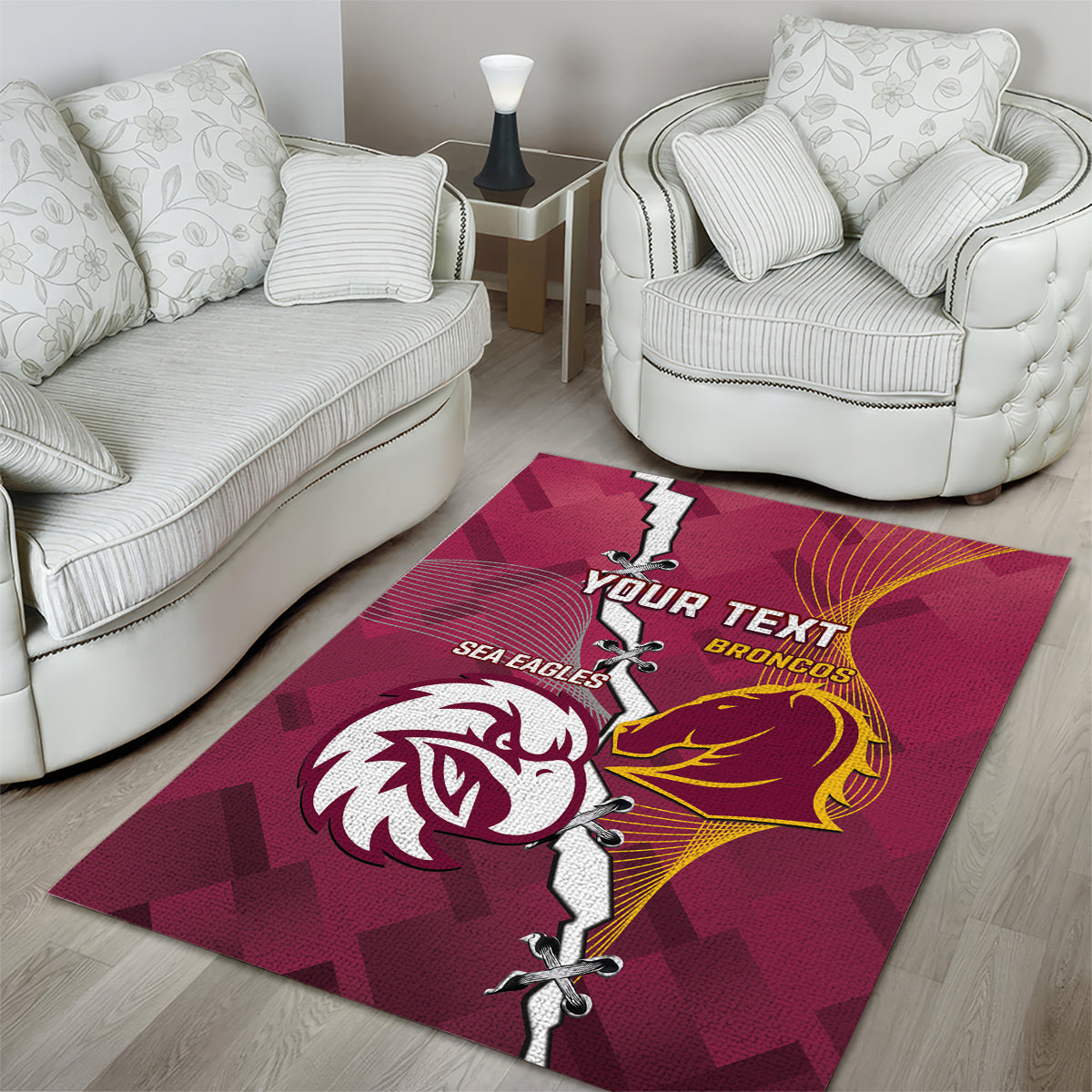 Personalised Broncos And Eagles Rugby Area Rug Sporty Version