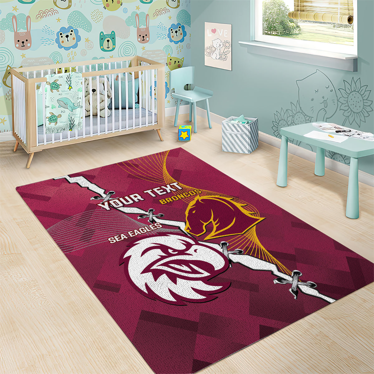 Personalised Broncos And Eagles Rugby Area Rug Sporty Version