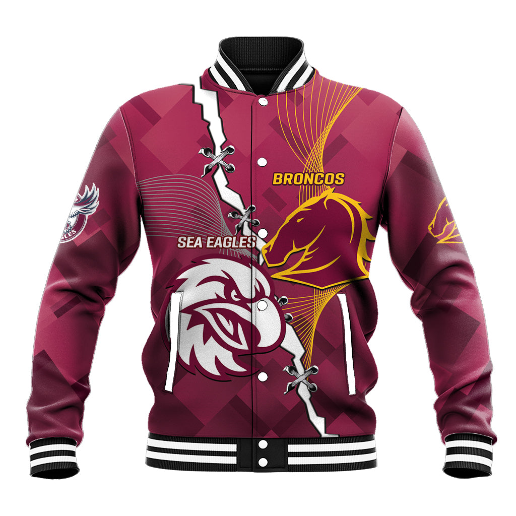 Personalised Broncos And Eagles Rugby Baseball Jacket Sporty Version