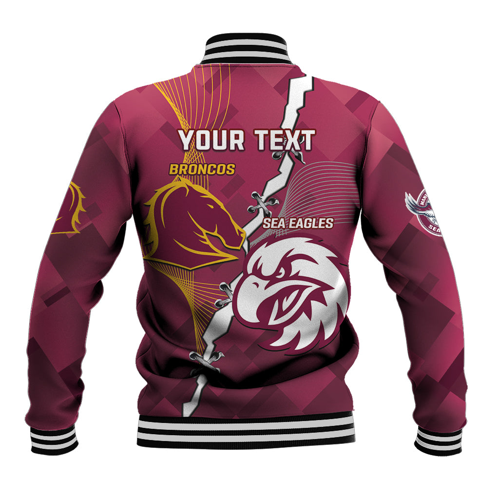 Personalised Broncos And Eagles Rugby Baseball Jacket Sporty Version