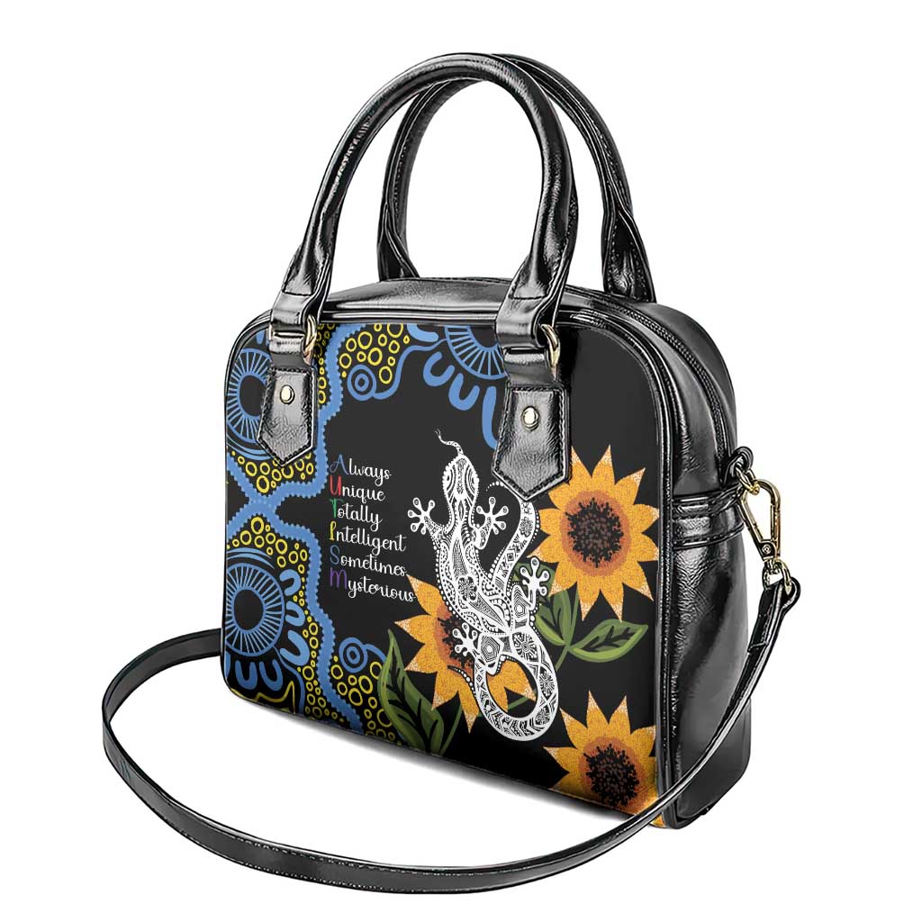 Australia Autism Awareness Shoulder Handbag Brave Strong Aussie Lizard Aboriginal Art