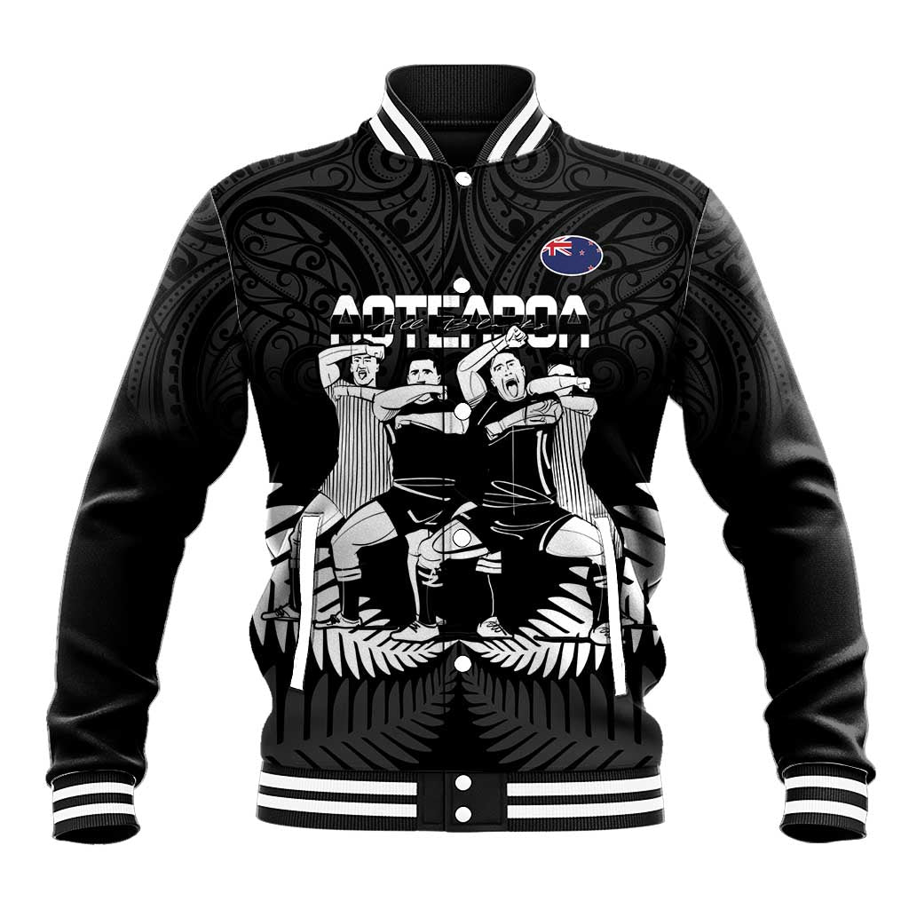 New Zealand Silver Fern Rugby Baseball Jacket Haka Dance With Aotearoa Maori Pattern