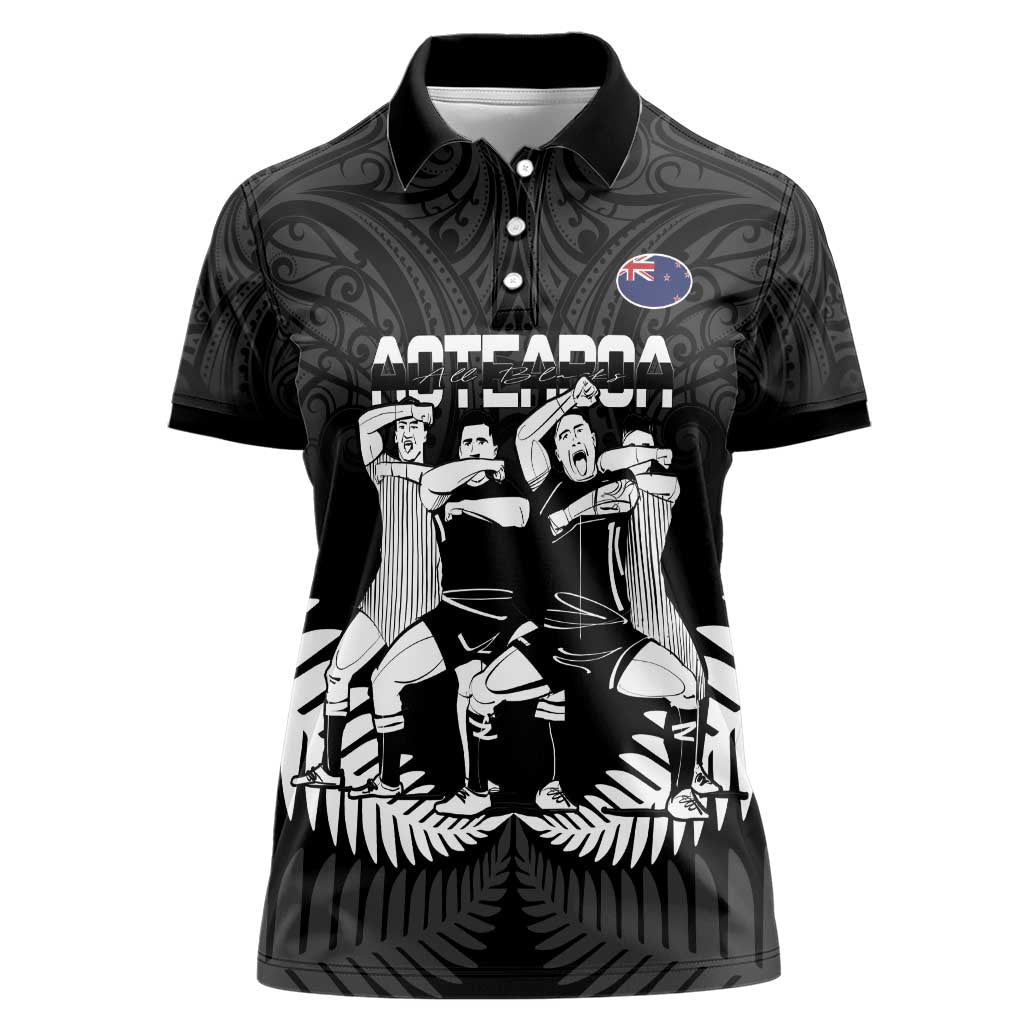 New Zealand Silver Fern Rugby Women Polo Shirt Haka Dance With Aotearoa Maori Pattern