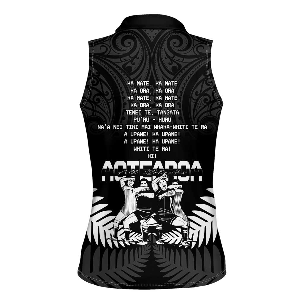 New Zealand Silver Fern Rugby Women Sleeveless Polo Shirt Haka Dance With Aotearoa Maori Pattern