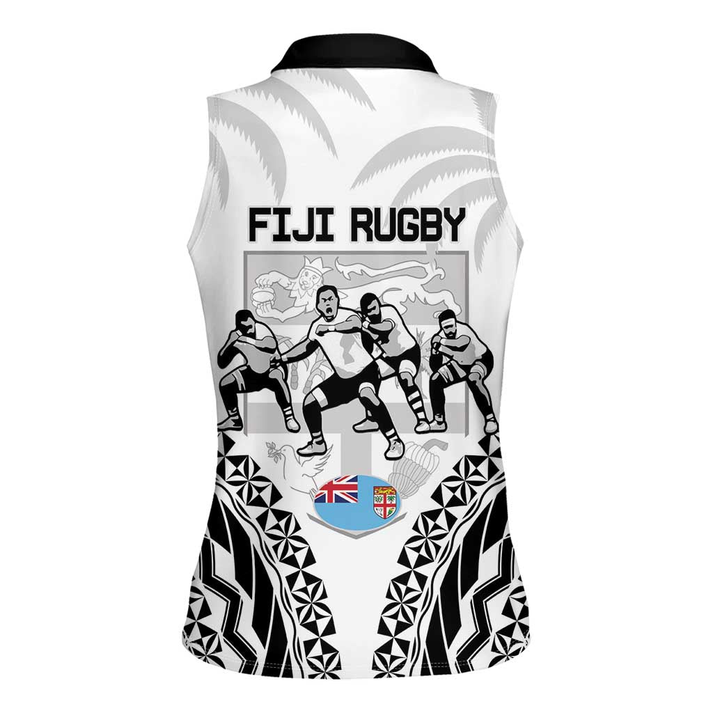 New Zealand And Fiji Tapa Rugby Women Sleeveless Polo Shirt Haka Dance Mix Cibi Dance Together