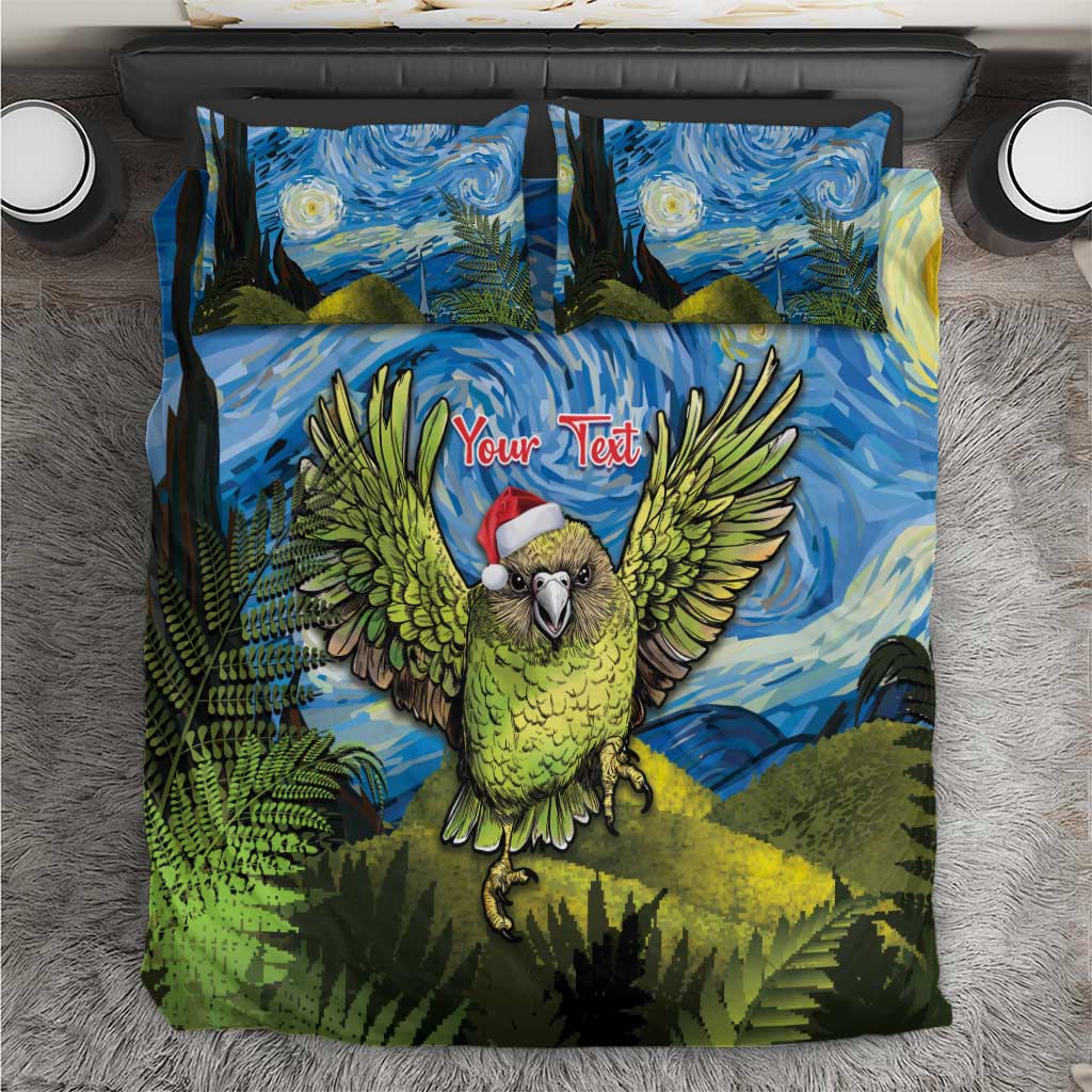 Personalised Jumping Kakapo Christmas Bedding Set New Zealand Fern - Starry Night Style