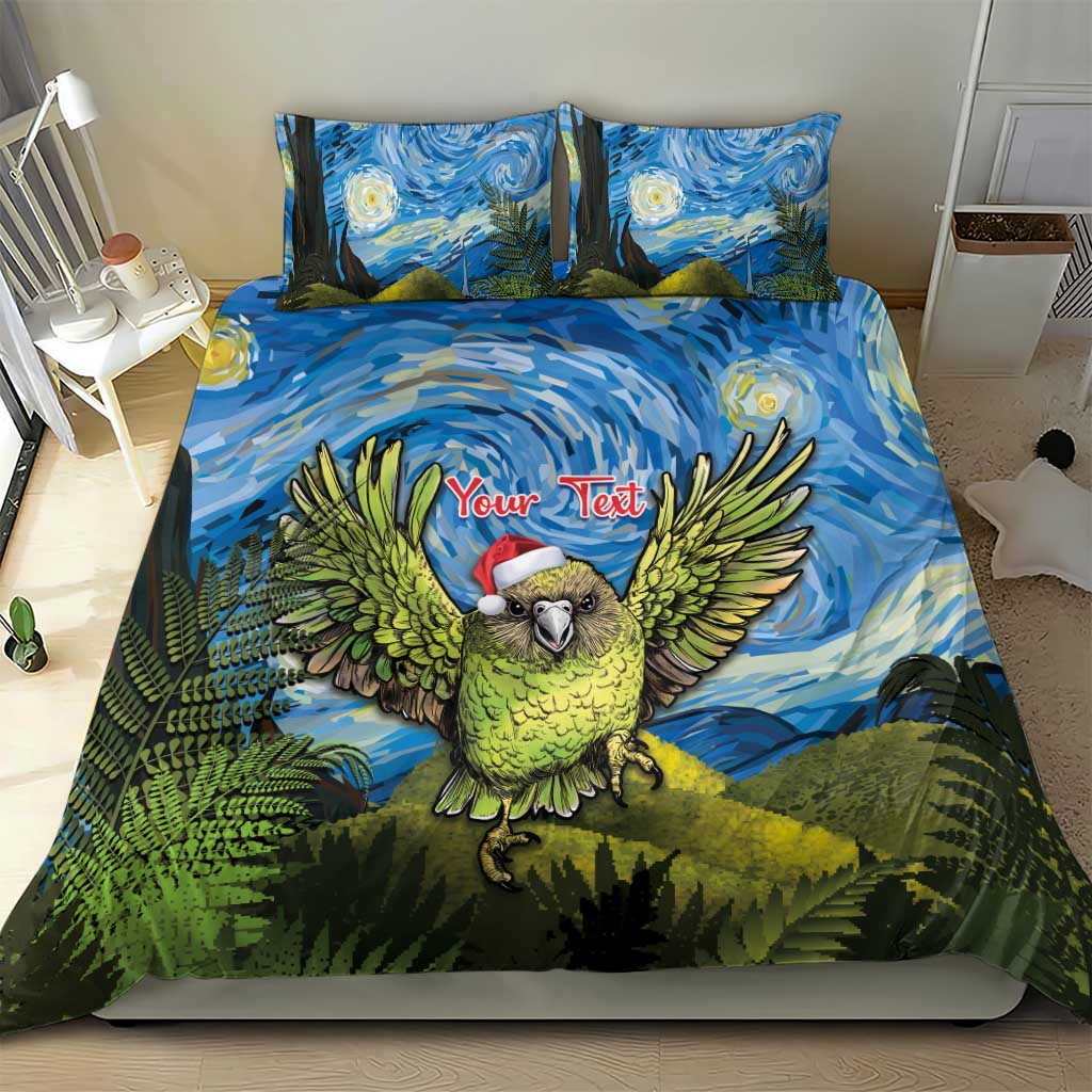 Personalised Jumping Kakapo Christmas Bedding Set New Zealand Fern - Starry Night Style