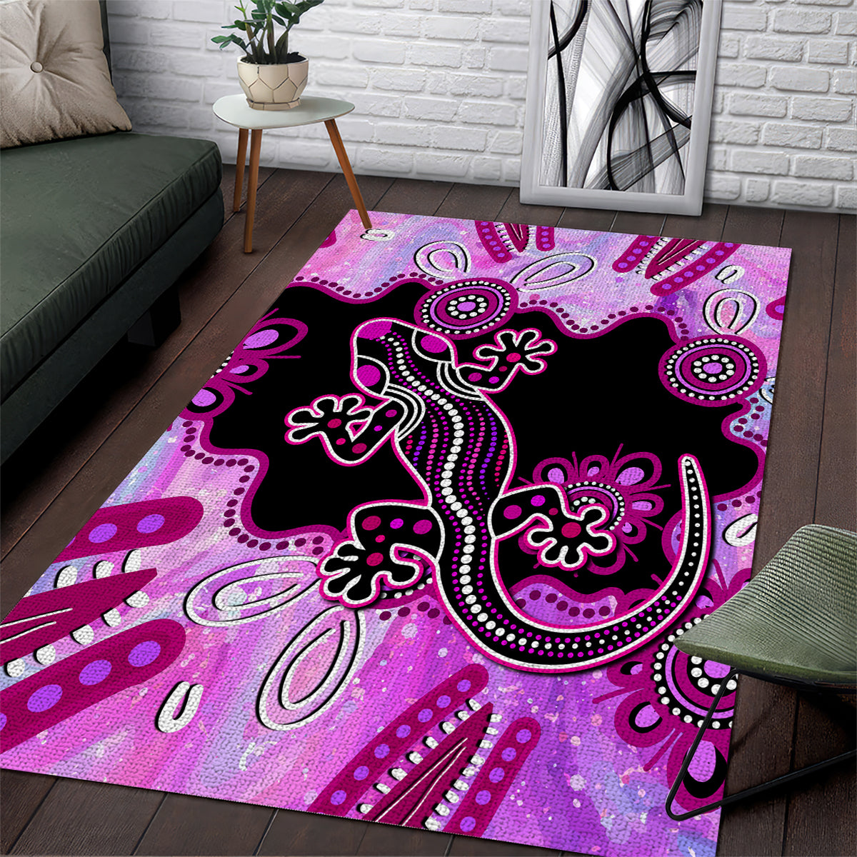 australia-area-rug-aussie-opal-pattern-with-lizard-aboriginal-art-pink