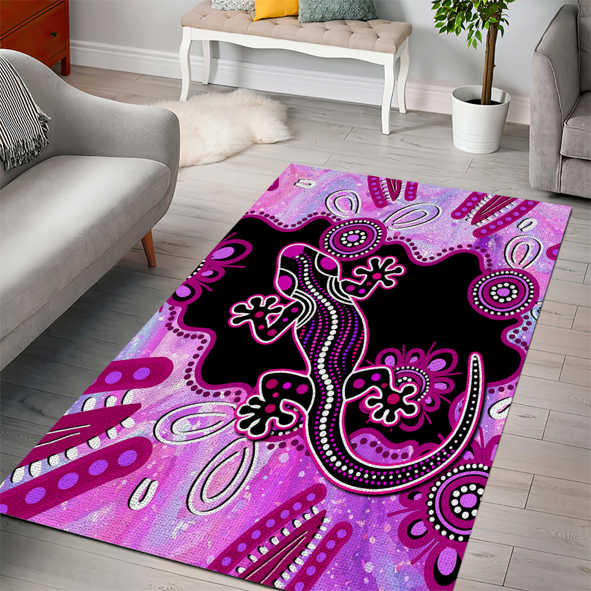 australia-area-rug-aussie-opal-pattern-with-lizard-aboriginal-art-pink