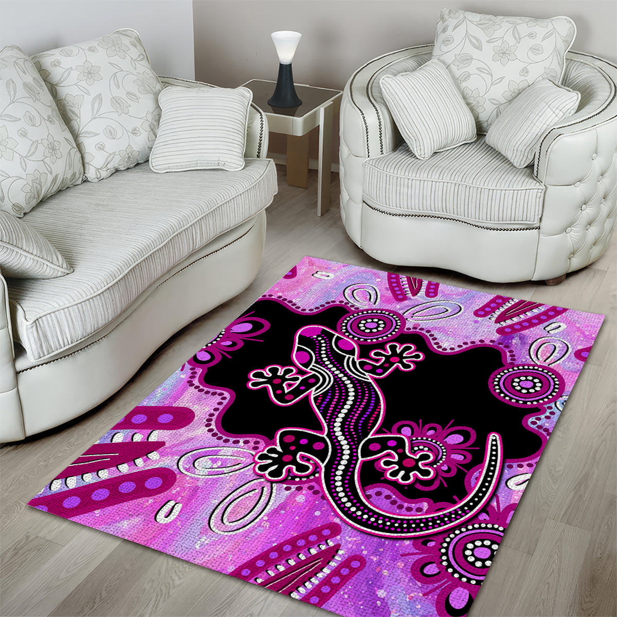 australia-area-rug-aussie-opal-pattern-with-lizard-aboriginal-art-pink