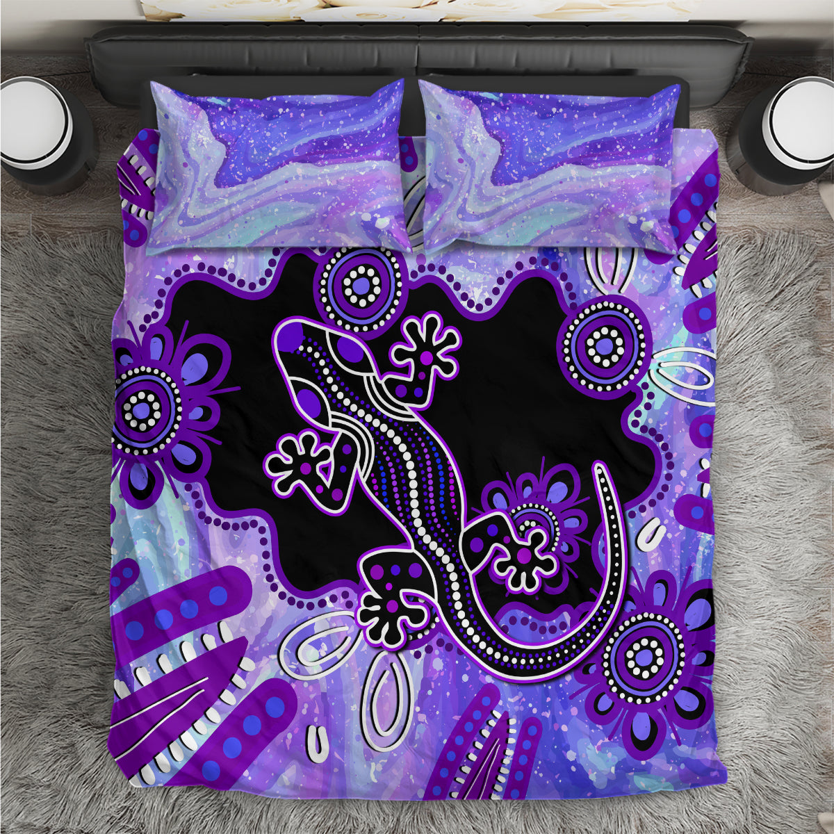 australia-opal-bedding-set-aussie-lizard-with-aboriginal-art-purple