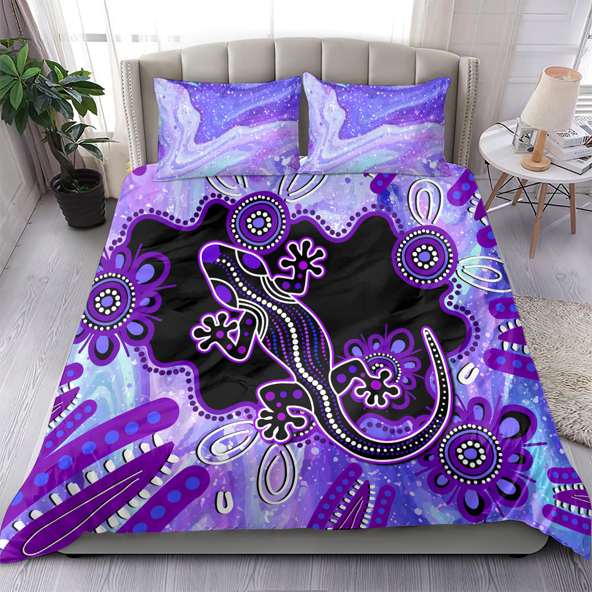 australia-opal-bedding-set-aussie-lizard-with-aboriginal-art-purple