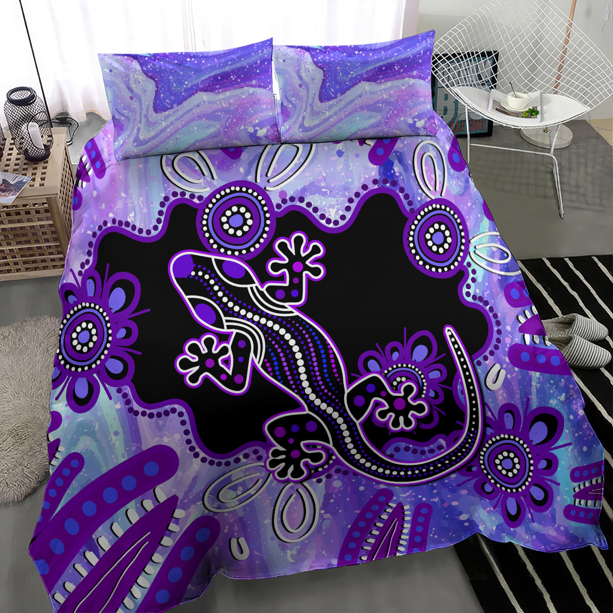 australia-opal-bedding-set-aussie-lizard-with-aboriginal-art-purple