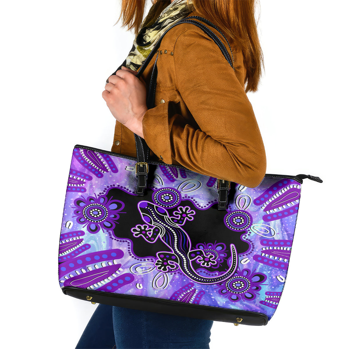 australia-opal-leather-tote-bag-aussie-lizard-with-aboriginal-art-purple