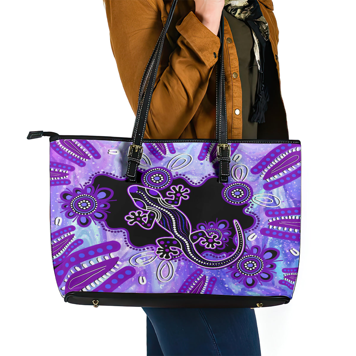 australia-opal-leather-tote-bag-aussie-lizard-with-aboriginal-art-purple