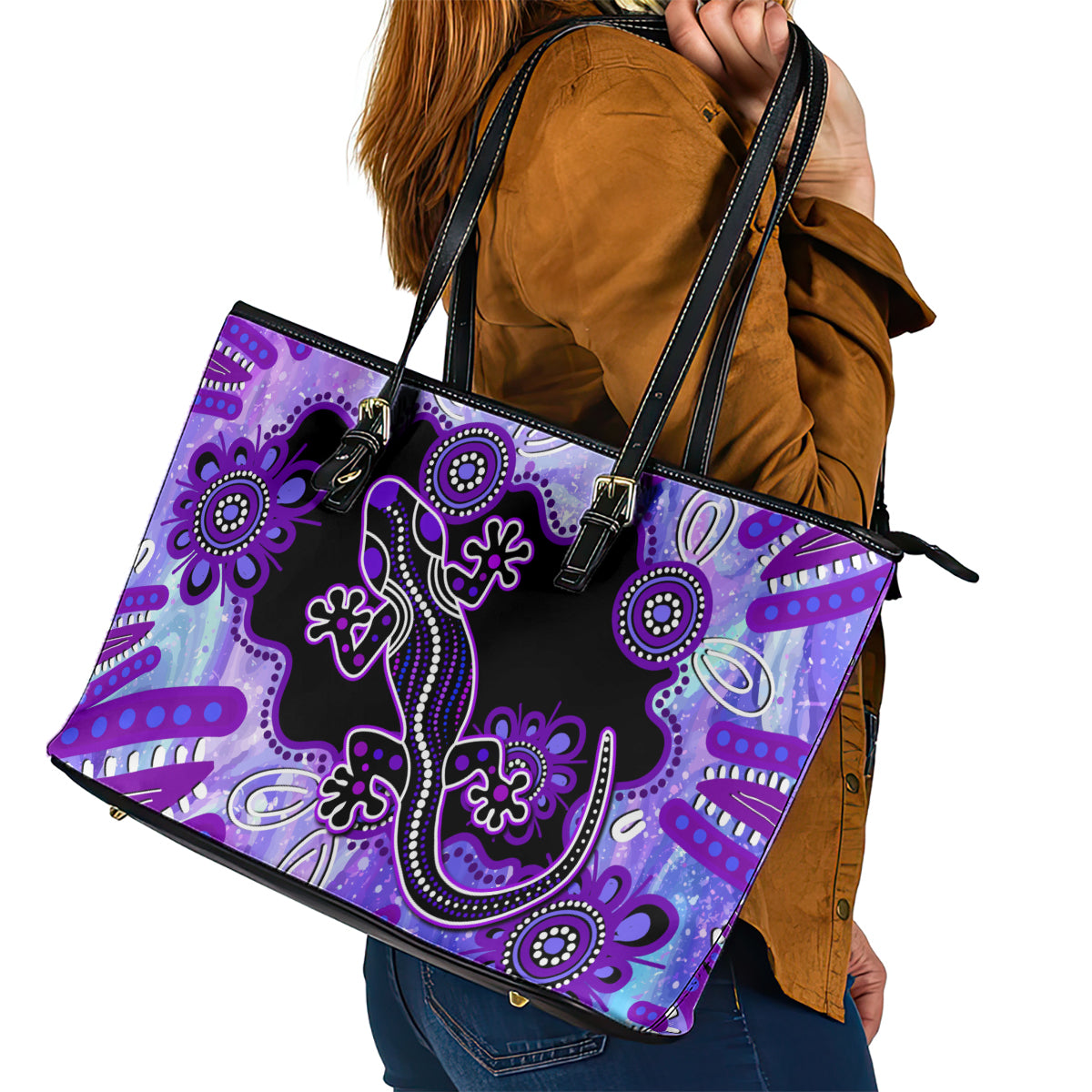 australia-opal-leather-tote-bag-aussie-lizard-with-aboriginal-art-purple