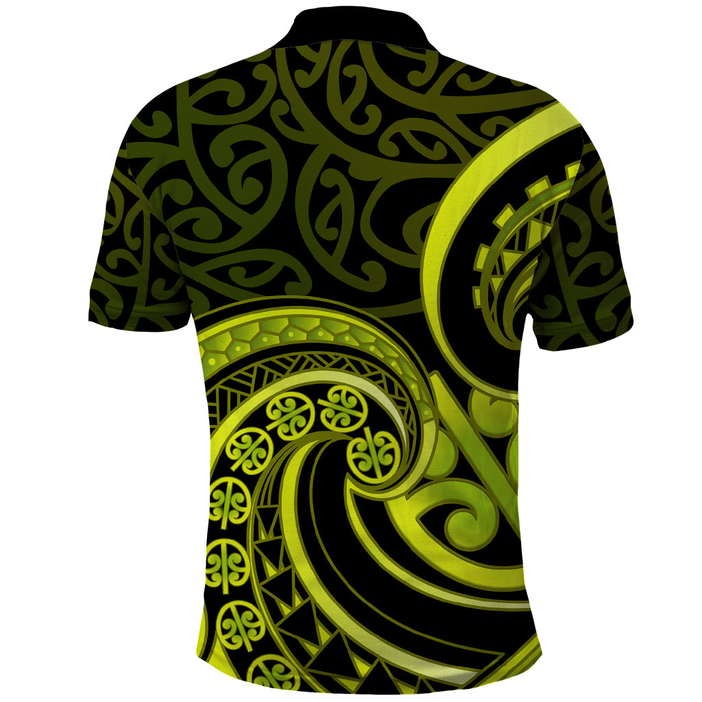 Lime Green New Zealand Mangopare Polo Shirt Aotearoa Maori Koru Style