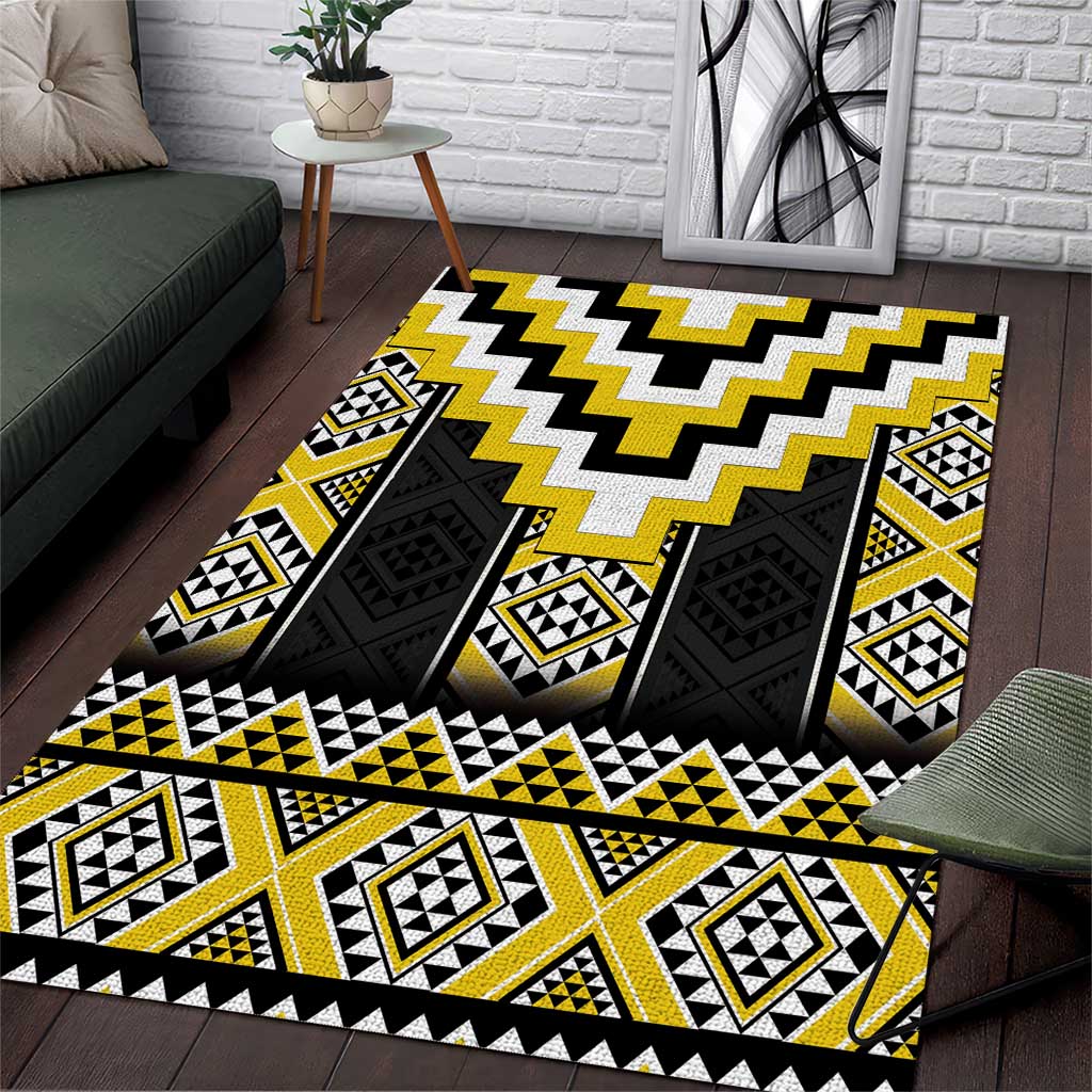 Yellow Taniko Aotearoa Area Rug Niho Taniwha Mix Poutama