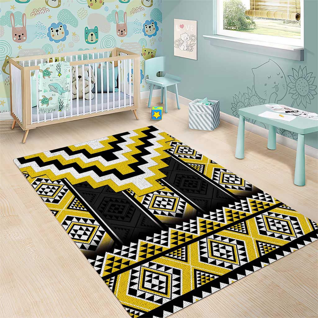 Yellow Taniko Aotearoa Area Rug Niho Taniwha Mix Poutama