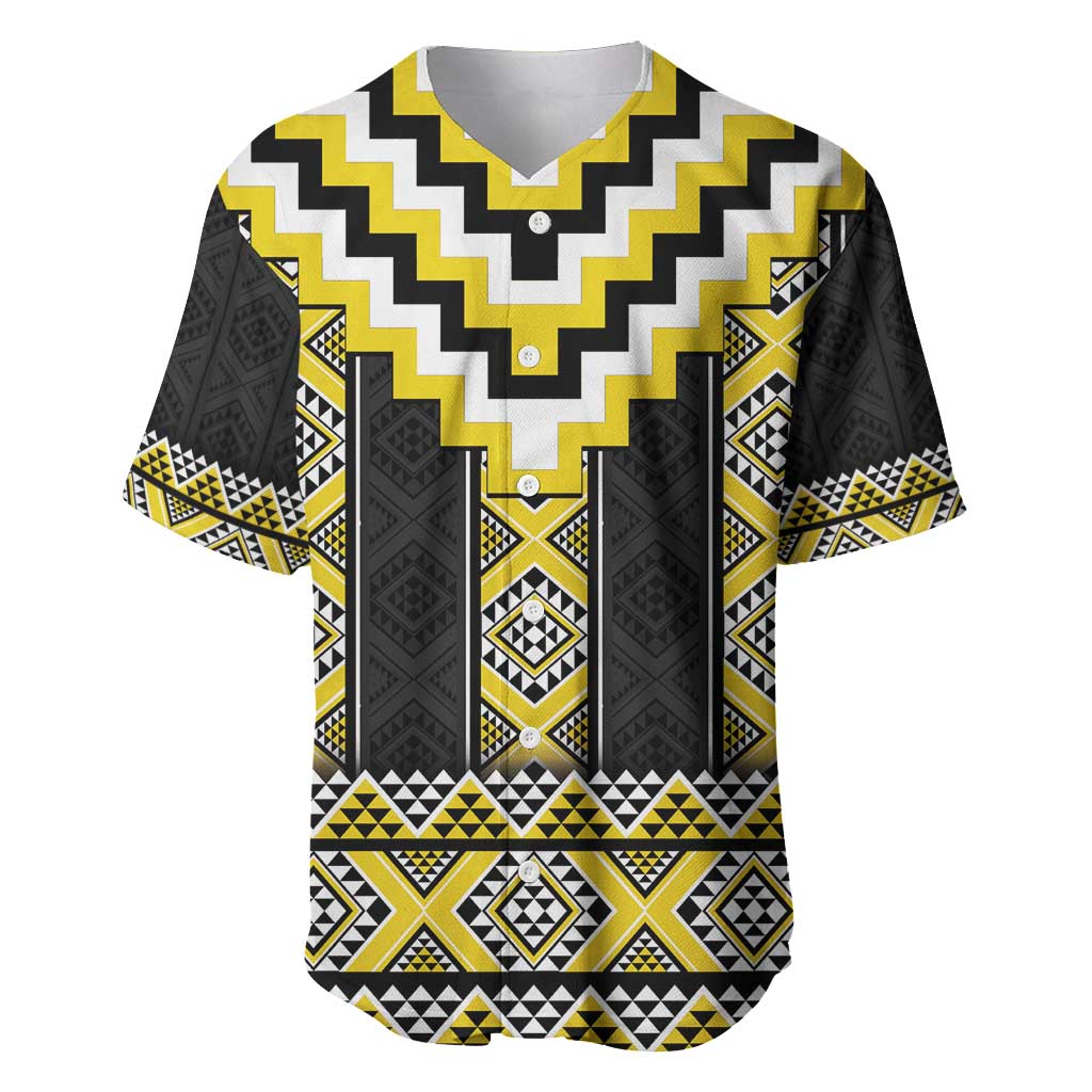 Yellow Taniko Aotearoa Baseball Jersey Niho Taniwha Mix Poutama