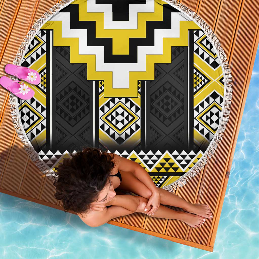 Yellow Taniko Aotearoa Beach Blanket Niho Taniwha Mix Poutama